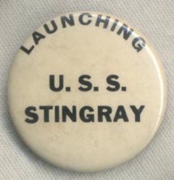 Pre-WWII USS Stingray SS-186 Celluloid Launch Button / Badge in Excellent Condition